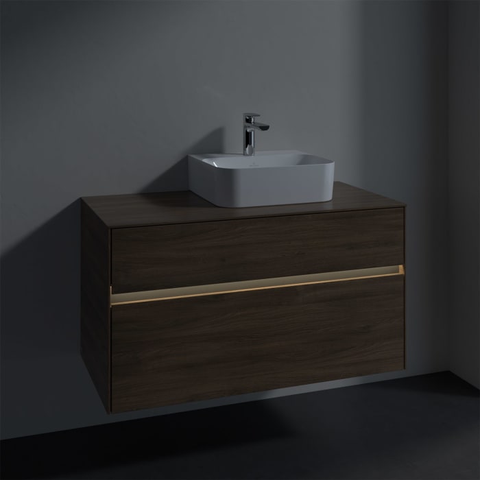 Villeroy & Boch Collaro Waschtischunterschrank 100 x 50 cm, mit 2 Auszügen und LED-Beleuchtung für Finion Waschtisch