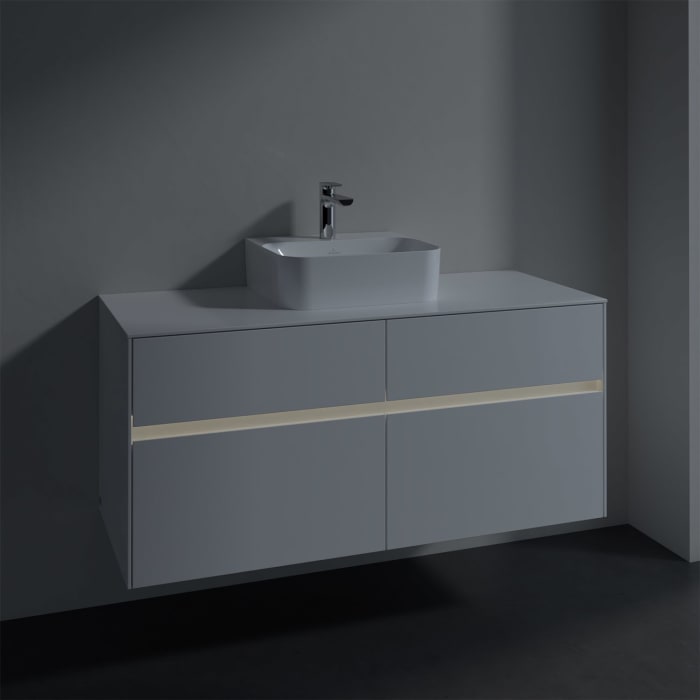 Villeroy & Boch Collaro Waschtischunterschrank 120 x 50 cm, mit 4 Auszügen und LED-Beleuchtung für Finion Waschtisch