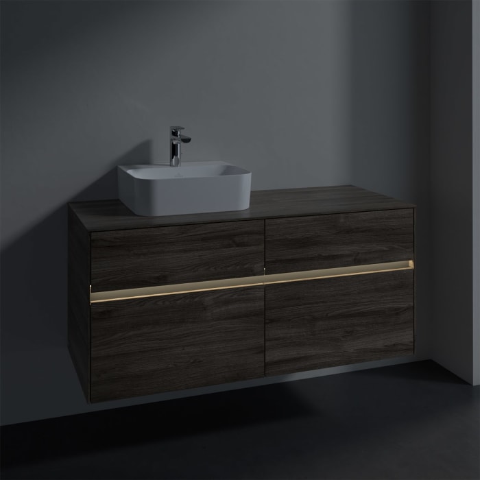 Villeroy & Boch Collaro Waschtischunterschrank 120 x 50 cm, mit 4 Auszügen und LED-Beleuchtung für Finion Waschtisch