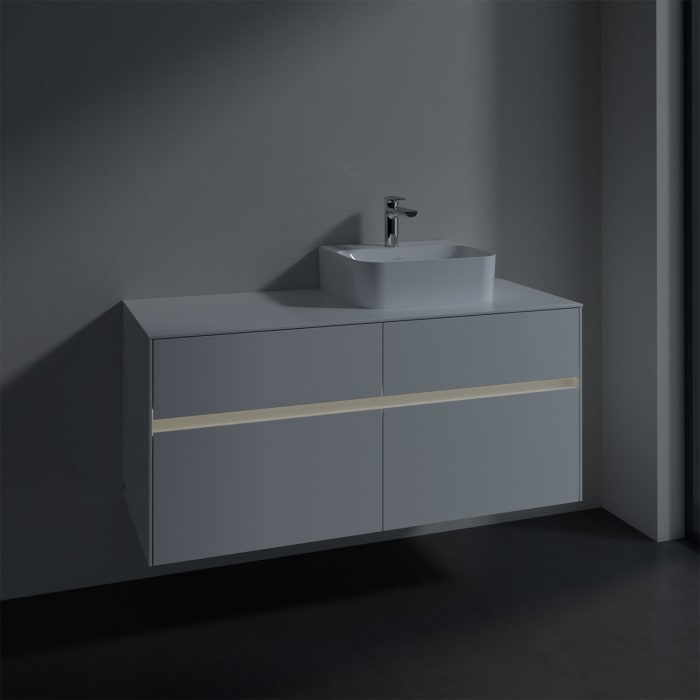 Villeroy & Boch Collaro Waschtischunterschrank 120 x 50 cm, mit 4 Auszügen und LED-Beleuchtung für Finion Waschtisch