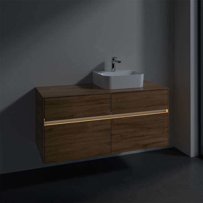 Villeroy & Boch Collaro Waschtischunterschrank 120 x 50 cm, mit 4 Auszügen und LED-Beleuchtung für Finion Waschtisch