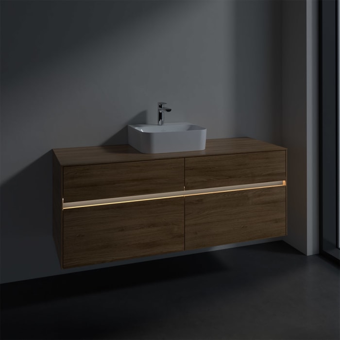 Villeroy & Boch Collaro Waschtischunterschrank 140 x 50 cm, mit 4 Auszügen und LED-Beleuchtung für Finion Waschtisch