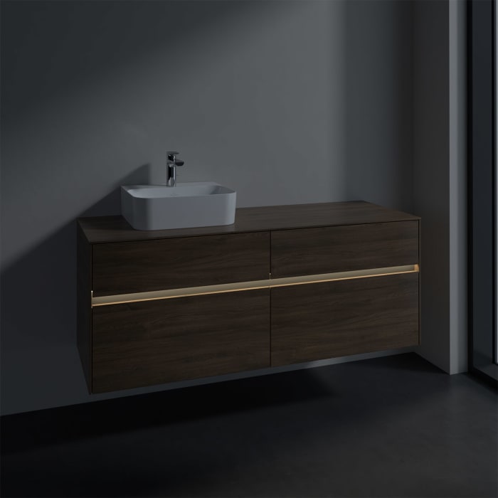 Villeroy & Boch Collaro Waschtischunterschrank 140 x 50 cm, mit 4 Auszügen und LED-Beleuchtung für Finion Waschtisch