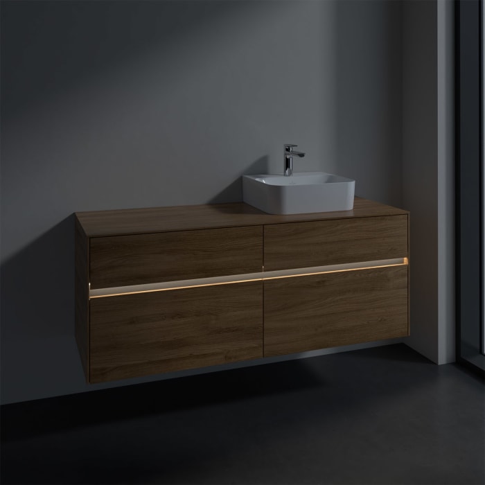 Villeroy & Boch Collaro Waschtischunterschrank 140 x 50 cm, mit 4 Auszügen und LED-Beleuchtung für Finion Waschtisch
