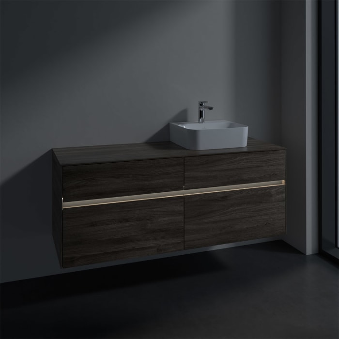 Villeroy & Boch Collaro Waschtischunterschrank 140 x 50 cm, mit 4 Auszügen und LED-Beleuchtung für Finion Waschtisch