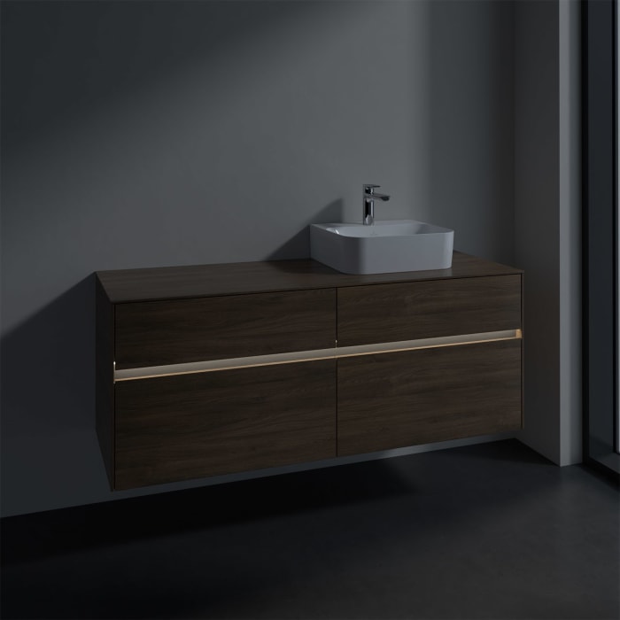 Villeroy & Boch Collaro Waschtischunterschrank 140 x 50 cm, mit 4 Auszügen und LED-Beleuchtung für Finion Waschtisch