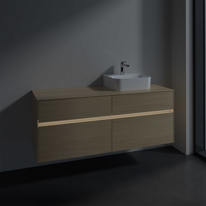 Villeroy & Boch Collaro Waschtischunterschrank 140 x 50 cm, mit 4 Auszügen und LED-Beleuchtung für Finion Waschtisch