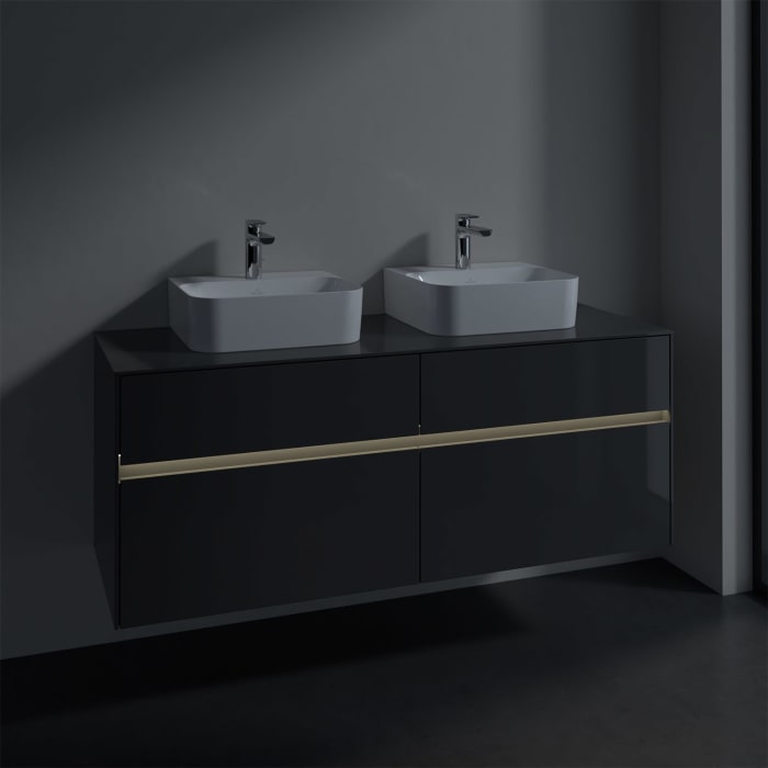 Villeroy & Boch Collaro Waschtischunterschrank 140 x 50 cm, mit 4 Auszügen und LED-Beleuchtung für 2 Finion Waschtische