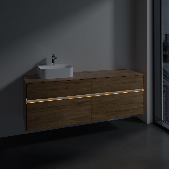 Villeroy & Boch Collaro Waschtischunterschrank 160 x 50 cm, mit 4 Auszügen und LED-Beleuchtung für Finion Waschtisch