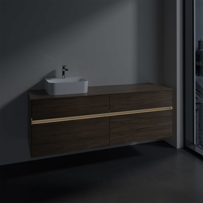 Villeroy & Boch Collaro Waschtischunterschrank 160 x 50 cm, mit 4 Auszügen und LED-Beleuchtung für Finion Waschtisch