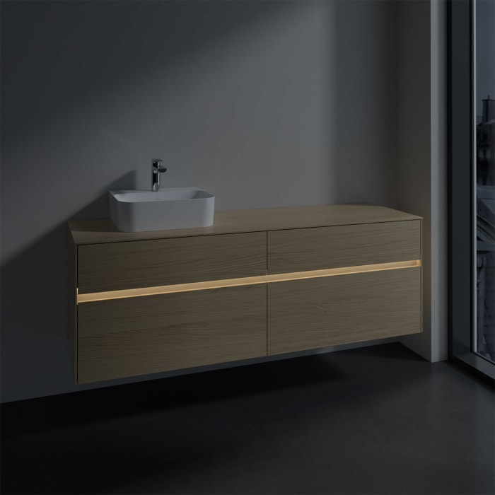 Villeroy & Boch Collaro Waschtischunterschrank 160 x 50 cm, mit 4 Auszügen und LED-Beleuchtung für Finion Waschtisch