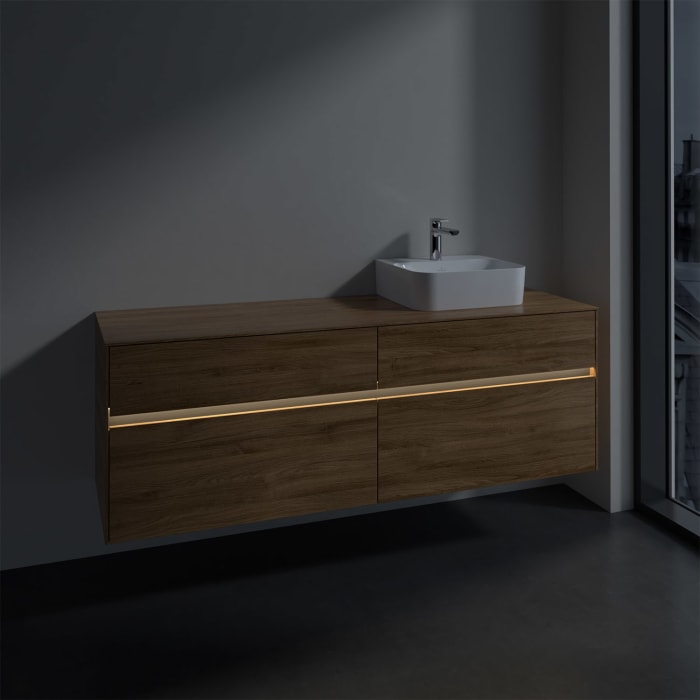 Villeroy & Boch Collaro Waschtischunterschrank 160 x 50 cm, mit 4 Auszügen und LED-Beleuchtung für Finion Waschtisch