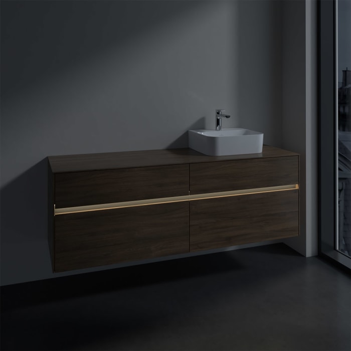 Villeroy & Boch Collaro Waschtischunterschrank 160 x 50 cm, mit 4 Auszügen und LED-Beleuchtung für Finion Waschtisch