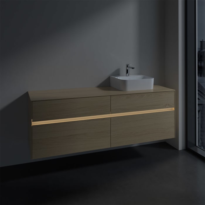 Villeroy & Boch Collaro Waschtischunterschrank 160 x 50 cm, mit 4 Auszügen und LED-Beleuchtung für Finion Waschtisch