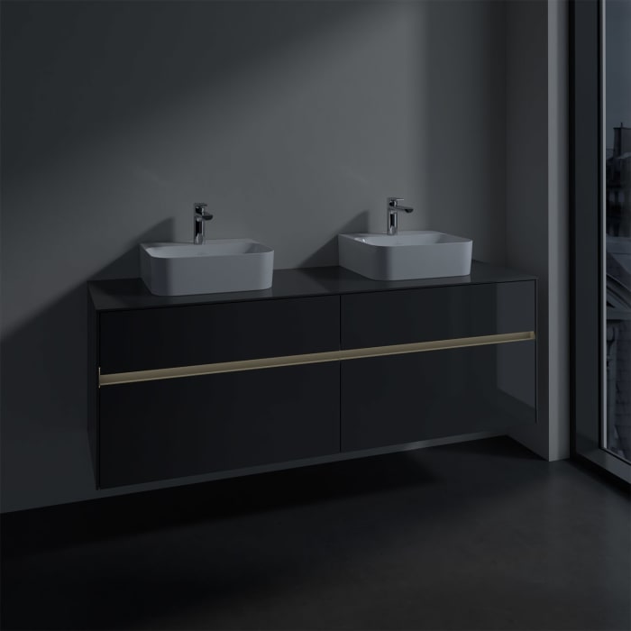 Villeroy & Boch Collaro Waschtischunterschrank 160 x 50 cm, mit 4 Auszügen und LED-Beleuchtung für 2 Finion Waschtische