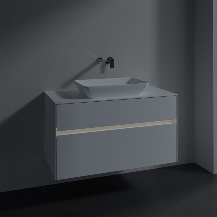 Villeroy & Boch Collaro Waschtischunterschrank 100 x 50 cm, mit 2 Auszügen und LED-Beleuchtung für Venticello Waschtisch