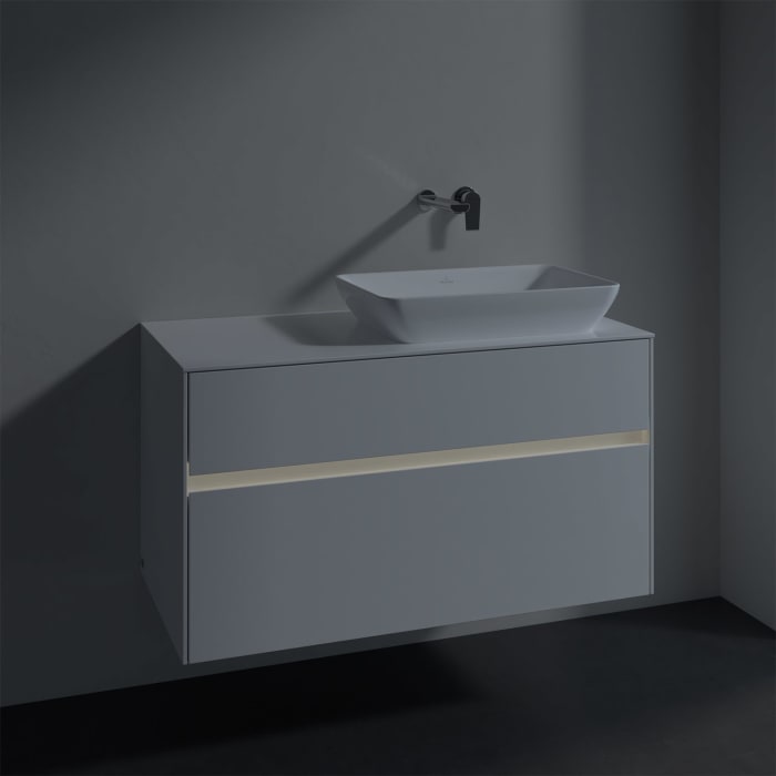 Villeroy & Boch Collaro Waschtischunterschrank 100 x 50 cm, mit 2 Auszügen und LED-Beleuchtung für Venticello Waschtisch