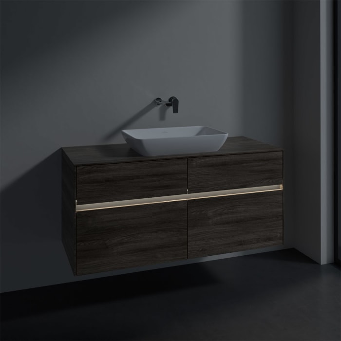 Villeroy & Boch Collaro Waschtischunterschrank 120 x 50 cm, mit 4 Auszügen und LED-Beleuchtung für Venticello Waschtisch