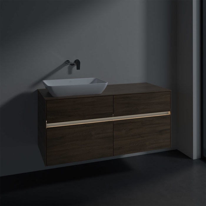 Villeroy & Boch Collaro Waschtischunterschrank 120 x 50 cm, mit 4 Auszügen und LED-Beleuchtung für Venticello Waschtisch