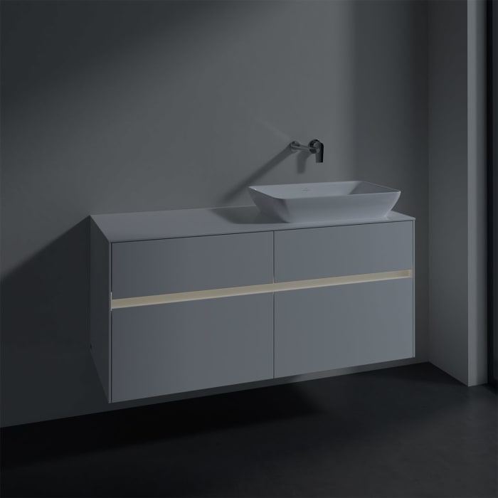 Villeroy & Boch Collaro Waschtischunterschrank 120 x 50 cm, mit 4 Auszügen und LED-Beleuchtung für Venticello Waschtisch