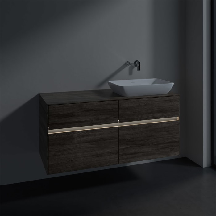 Villeroy & Boch Collaro Waschtischunterschrank 120 x 50 cm, mit 4 Auszügen und LED-Beleuchtung für Venticello Waschtisch