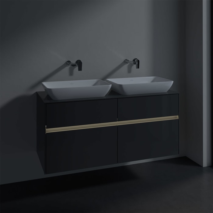 Villeroy & Boch Collaro Waschtischunterschrank 120 x 50 cm, mit 4 Auszügen und LED-Beleuchtung für 2 Venticello Waschtische