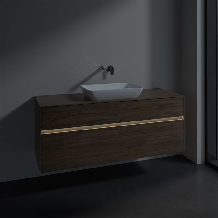 Villeroy & Boch Collaro Waschtischunterschrank 140 x 50 cm, mit 4 Auszügen und LED-Beleuchtung für Venticello Waschtisch