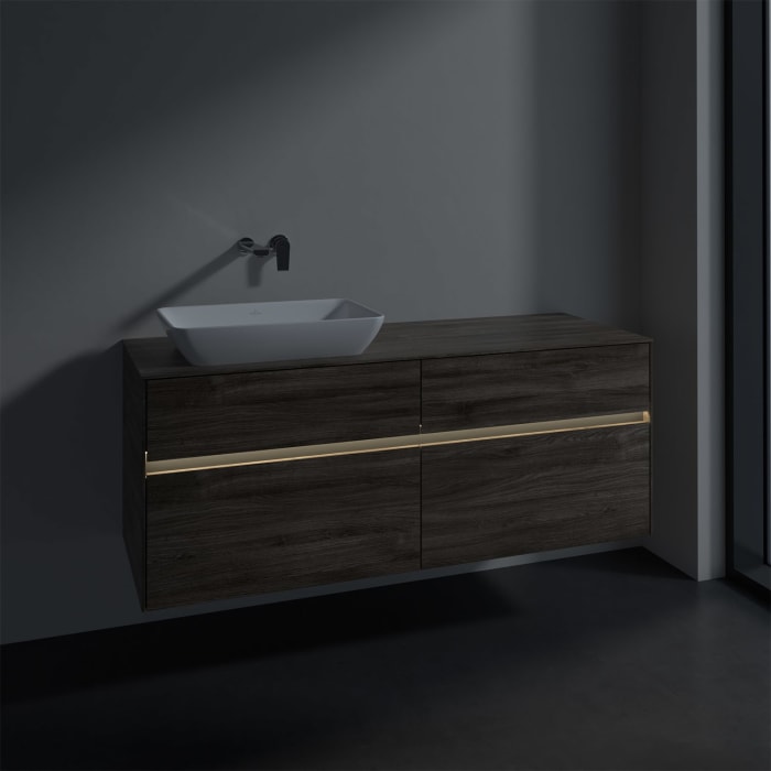 Villeroy & Boch Collaro Waschtischunterschrank 140 x 50 cm, mit 4 Auszügen und LED-Beleuchtung für Venticello Waschtisch