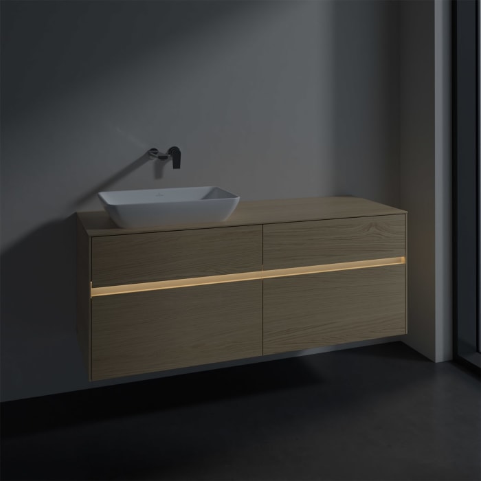 Villeroy & Boch Collaro Waschtischunterschrank 140 x 50 cm, mit 4 Auszügen und LED-Beleuchtung für Venticello Waschtisch