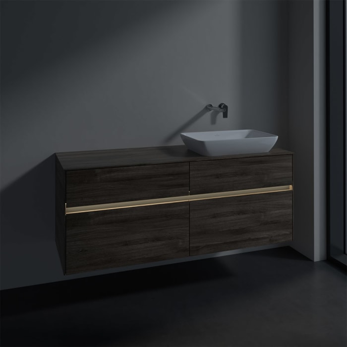 Villeroy & Boch Collaro Waschtischunterschrank 140 x 50 cm, mit 4 Auszügen und LED-Beleuchtung für Venticello Waschtisch