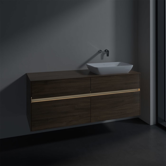 Villeroy & Boch Collaro Waschtischunterschrank 140 x 50 cm, mit 4 Auszügen und LED-Beleuchtung für Venticello Waschtisch