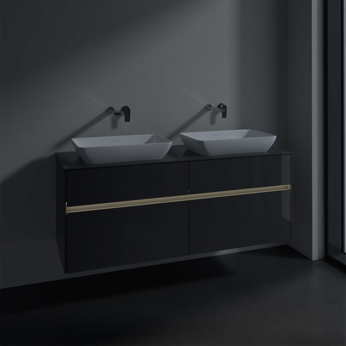 Villeroy & Boch Collaro Waschtischunterschrank 140 x 50 cm, mit 4 Auszügen und LED-Beleuchtung für 2 Venticello Waschtische