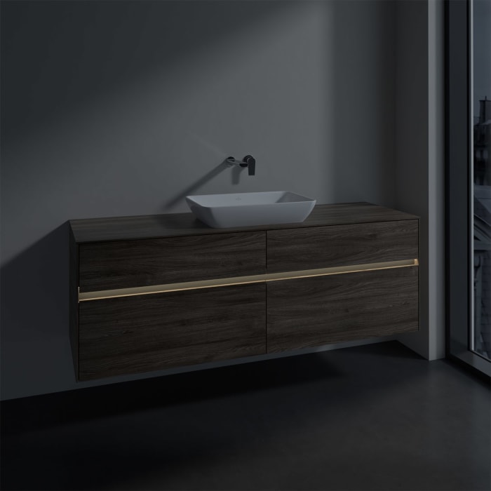Villeroy & Boch Collaro Waschtischunterschrank 160 x 50 cm, mit 4 Auszügen und LED-Beleuchtung für Venticello Waschtisch