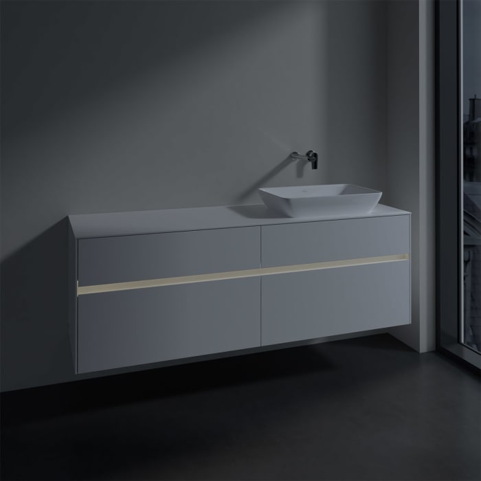 Villeroy & Boch Collaro Waschtischunterschrank 160 x 50 cm, mit 4 Auszügen und LED-Beleuchtung für Venticello Waschtisch