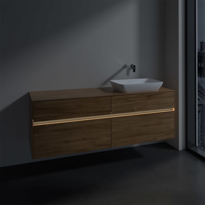 Villeroy & Boch Collaro Waschtischunterschrank 160 x 50 cm, mit 4 Auszügen und LED-Beleuchtung für Venticello Waschtisch