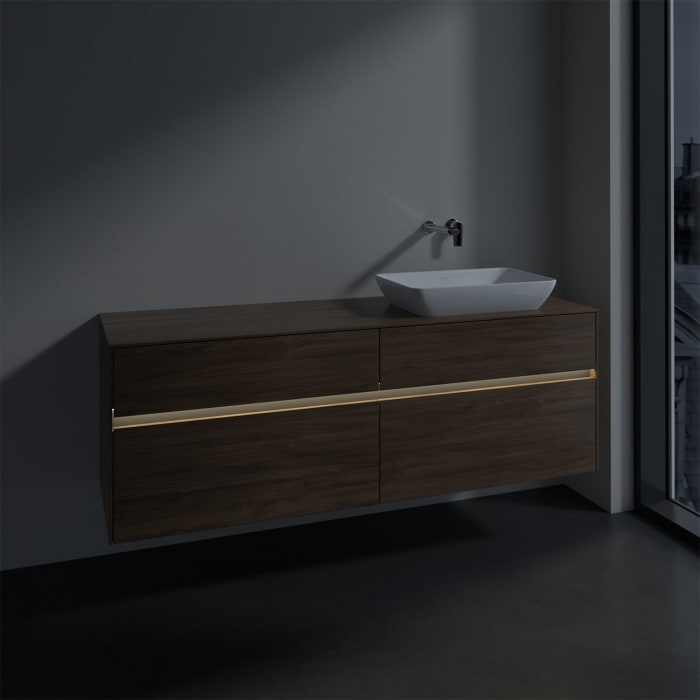 Villeroy & Boch Collaro Waschtischunterschrank 160 x 50 cm, mit 4 Auszügen und LED-Beleuchtung für Venticello Waschtisch