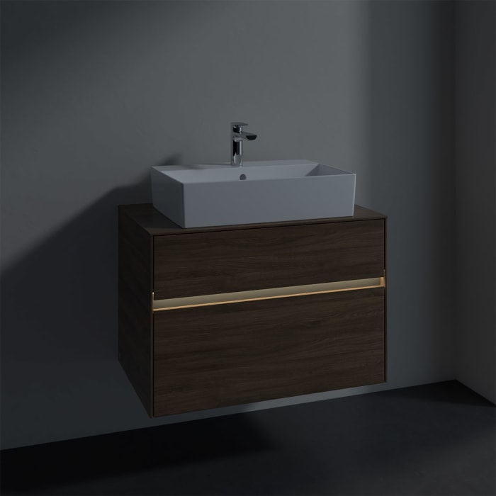 Villeroy & Boch Collaro Waschtischunterschrank 80 x 50 cm, mit 2 Auszügen und LED-Beleuchtung