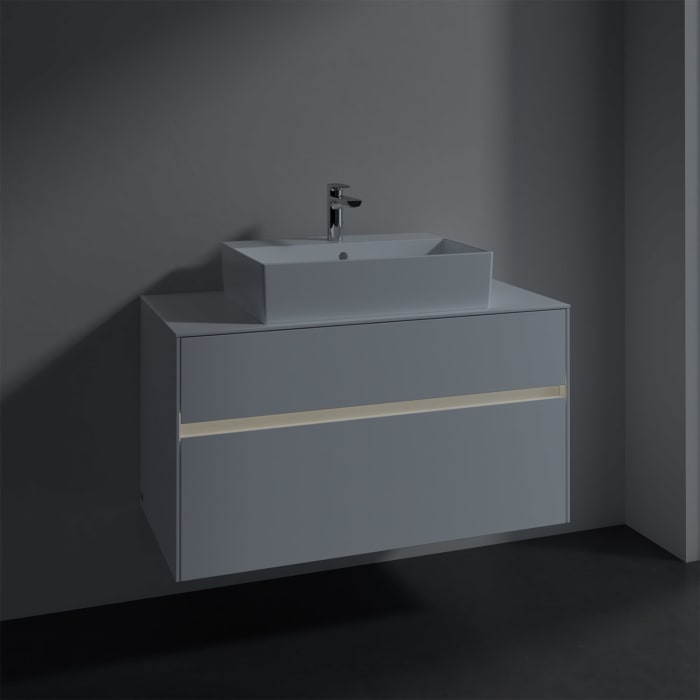 Villeroy & Boch Collaro Waschtischunterschrank 100 x 50 cm, mit 2 Auszügen und LED-Beleuchtung