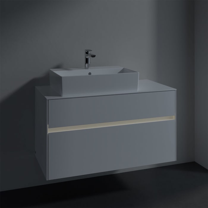 Villeroy & Boch Collaro Waschtischunterschrank 100 x 50 cm, mit 2 Auszügen und LED-Beleuchtung