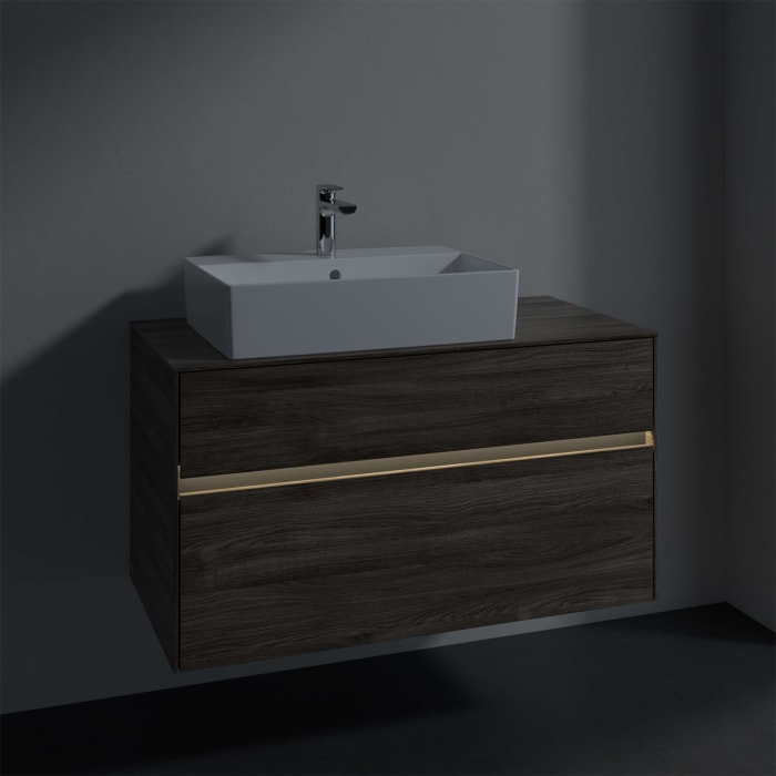 Villeroy & Boch Collaro Waschtischunterschrank 100 x 50 cm, mit 2 Auszügen und LED-Beleuchtung