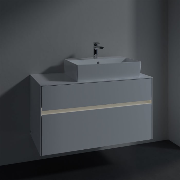Villeroy & Boch Collaro Waschtischunterschrank 100 x 50 cm, mit 2 Auszügen und LED-Beleuchtung