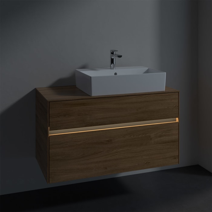 Villeroy & Boch Collaro Waschtischunterschrank 100 x 50 cm, mit 2 Auszügen und LED-Beleuchtung