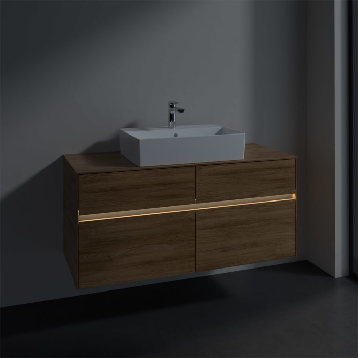 Villeroy & Boch Collaro Waschtischunterschrank 120 x 50 cm, mit 4 Auszügen und LED-Beleuchtung