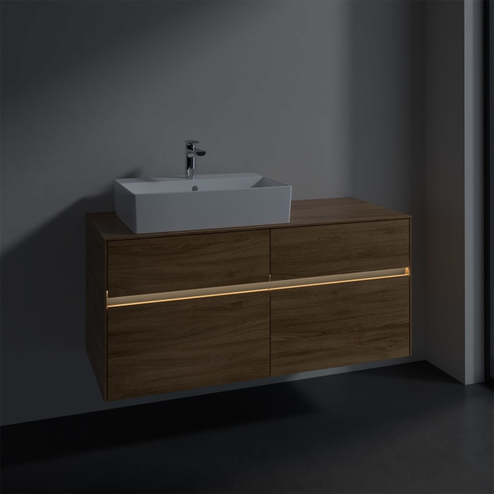 Villeroy & Boch Collaro Waschtischunterschrank 120 x 50 cm, mit 4 Auszügen und LED-Beleuchtung