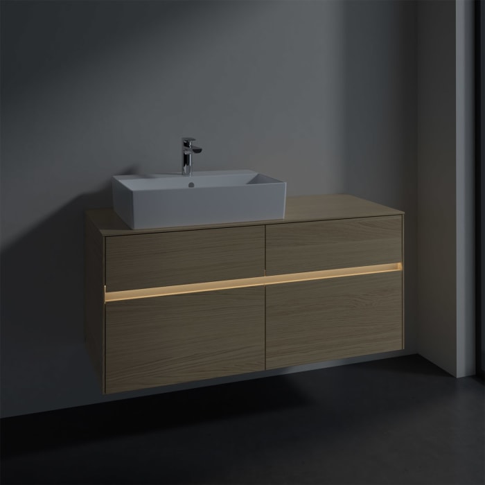 Villeroy & Boch Collaro Waschtischunterschrank 120 x 50 cm, mit 4 Auszügen und LED-Beleuchtung