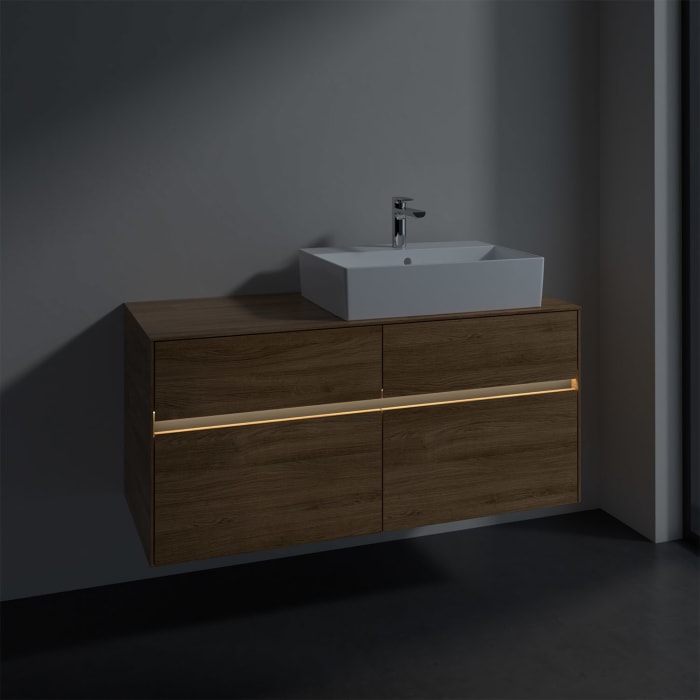 Villeroy & Boch Collaro Waschtischunterschrank 120 x 50 cm, mit 4 Auszügen und LED-Beleuchtung