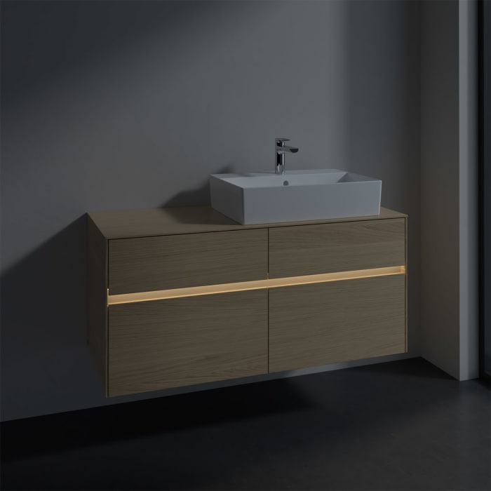 Villeroy & Boch Collaro Waschtischunterschrank 120 x 50 cm, mit 4 Auszügen und LED-Beleuchtung