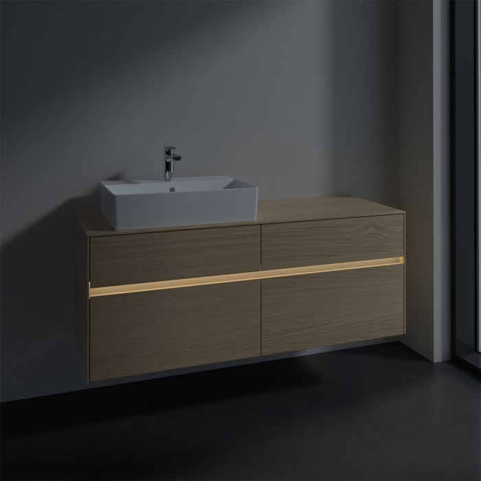 Villeroy & Boch Collaro Waschtischunterschrank 140 x 50 cm, mit 4 Auszügen und LED-Beleuchtung