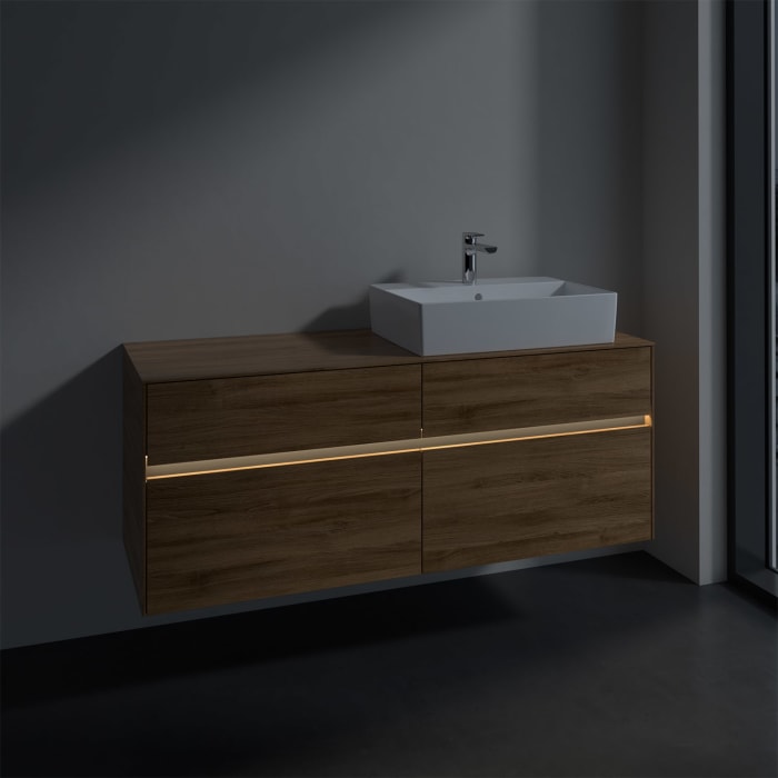 Villeroy & Boch Collaro Waschtischunterschrank 140 x 50 cm, mit 4 Auszügen und LED-Beleuchtung