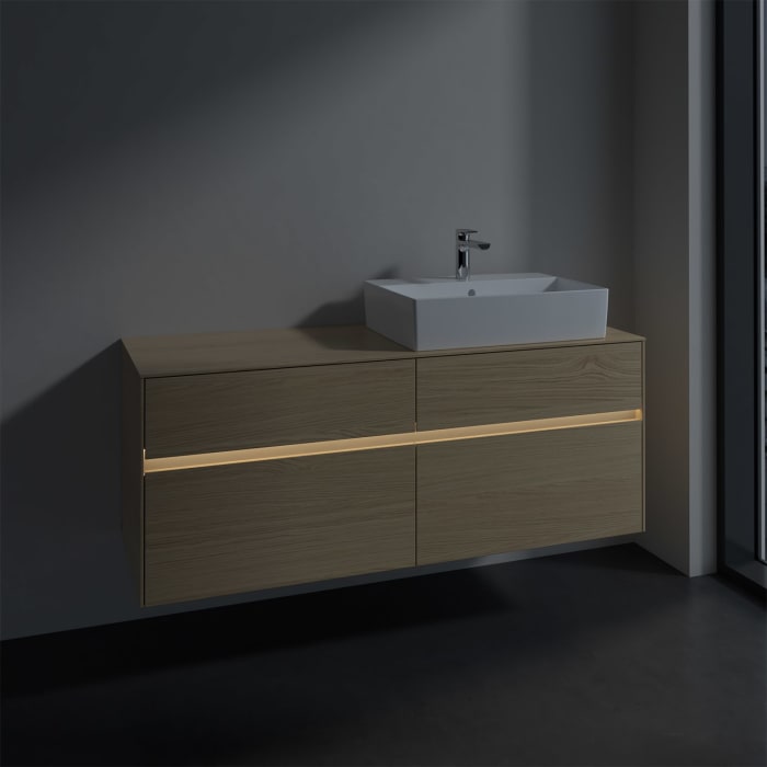 Villeroy & Boch Collaro Waschtischunterschrank 140 x 50 cm, mit 4 Auszügen und LED-Beleuchtung